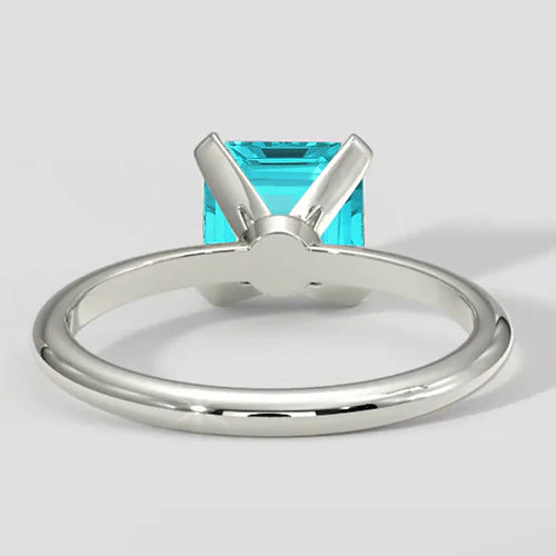 Anello solitario Asscher Paraiba 14k