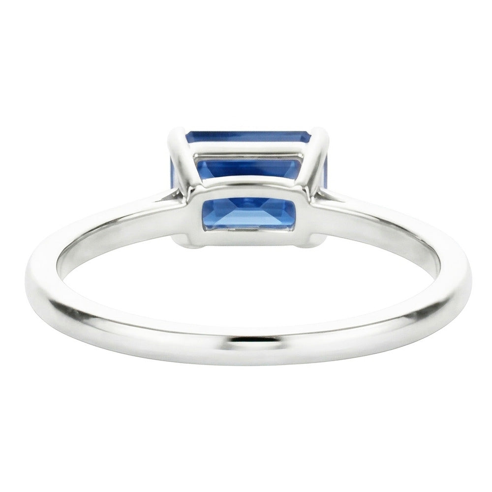 Anello solitario artiglio d'aquila con zaffiro blu radiante 2,50 carati in oro bianco 14K