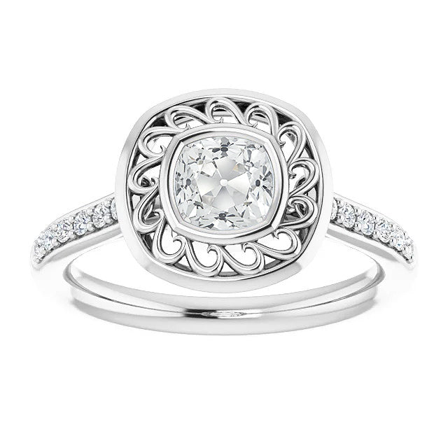 Diamante Anello con Pavé Halo 2,15-carati Oro Bianco 14K – vista principale