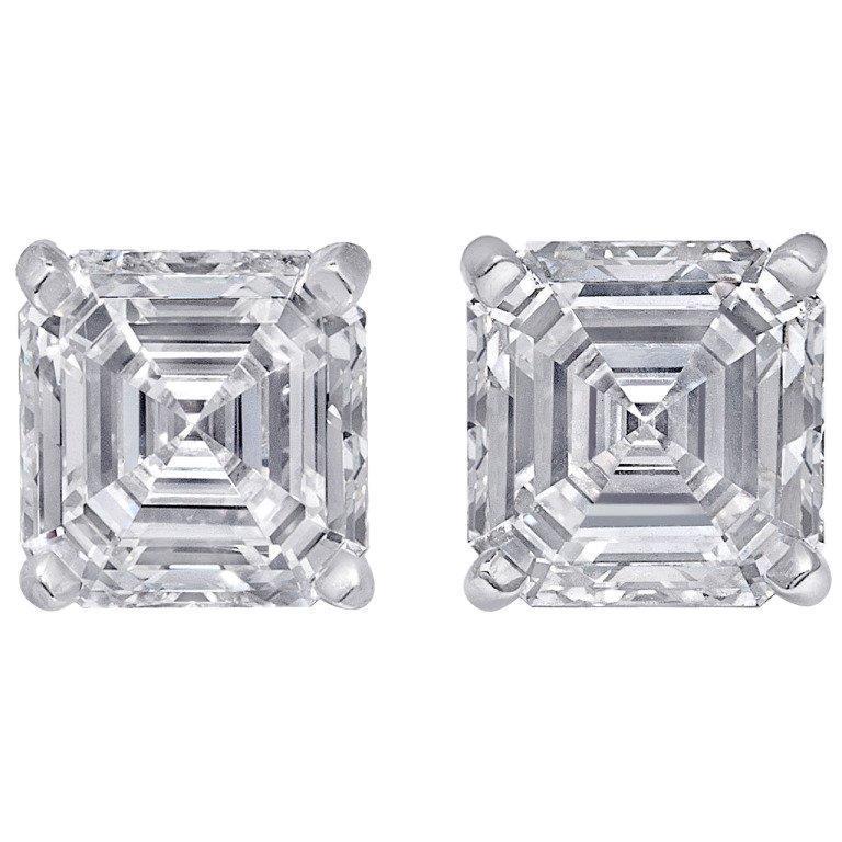 Asscher Cut Vero Diamond Stud Orecchino In Oro Bianco Gioielli Da Donna 3 Carati