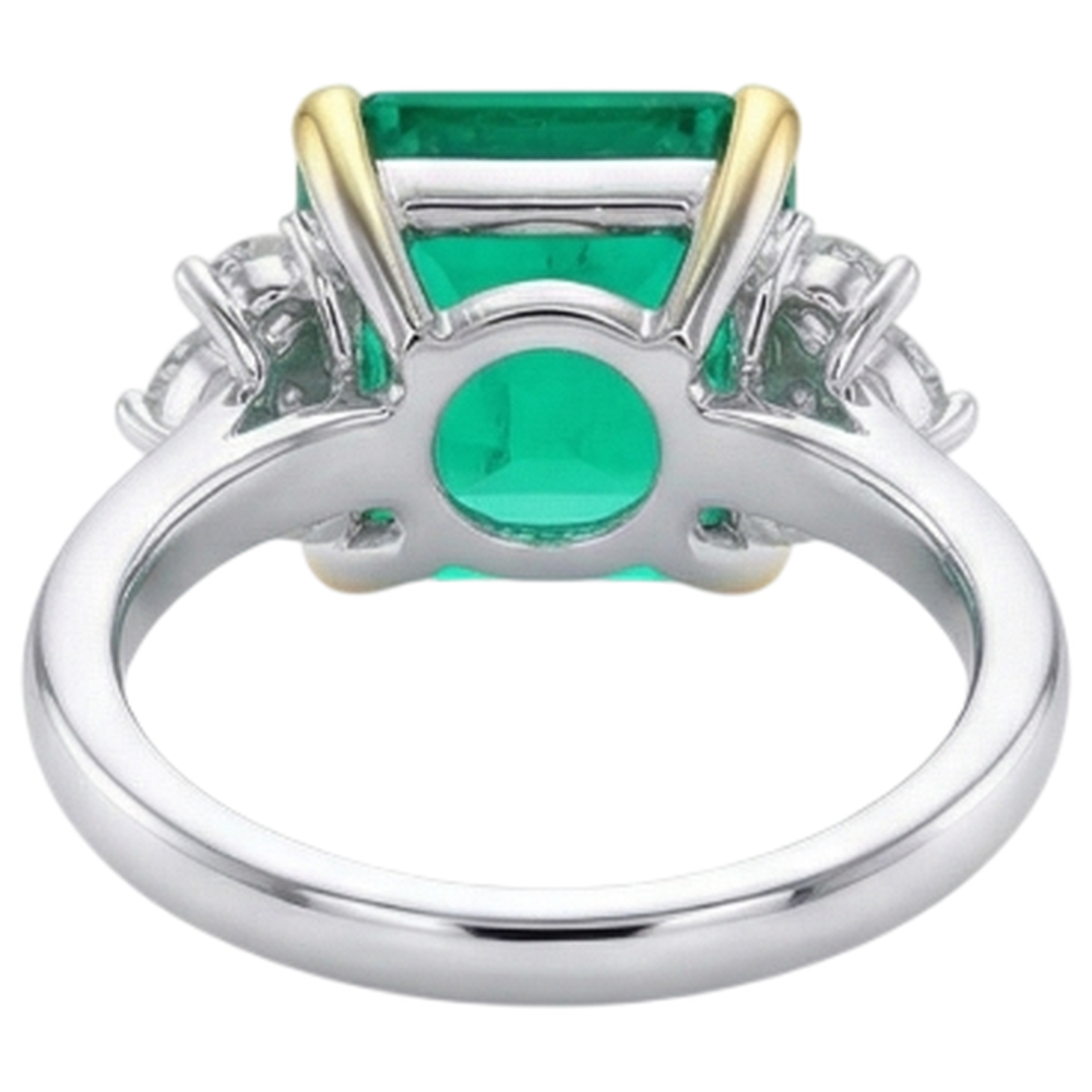 Anello con Gemma Oro 14 Carati Bicolore con Smeraldo Colombiano – vista posteriore