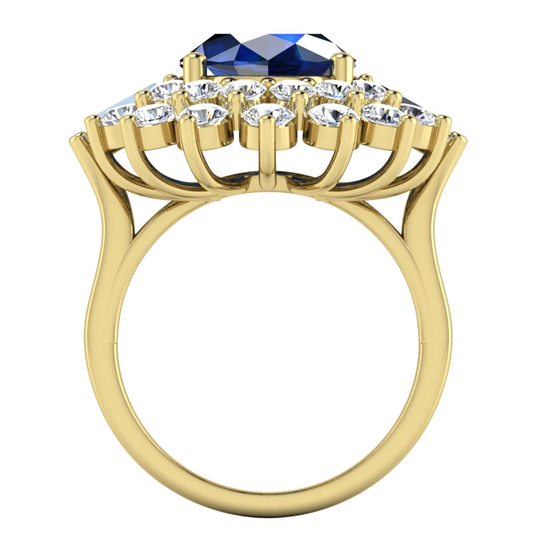 Autentico Zaffiro E Diamante Anello da Cocktail