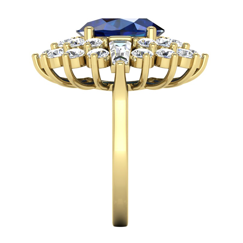 Autentico Zaffiro E Diamante Anello da Cocktail