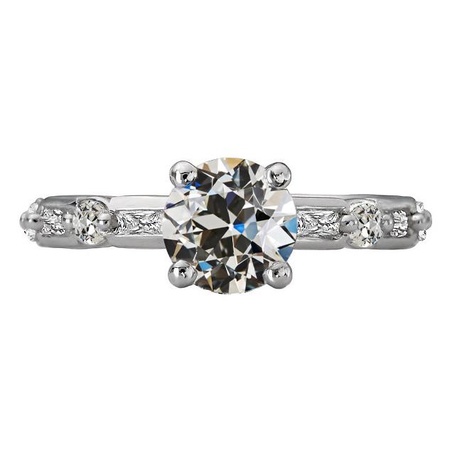 Baguette E Anello Rotondo Con Genuino Diamanti Taglio Vecchia Miniera 5.50 Carati