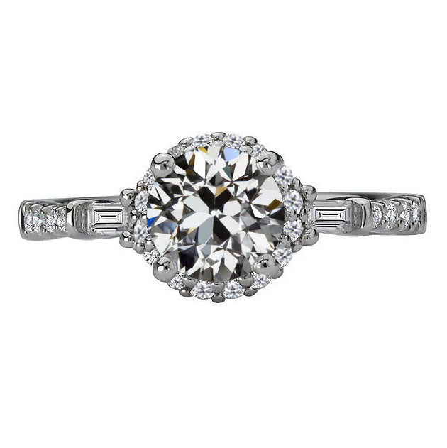 Cuscino Antico Brillante anello in Oro 14 Carati Bianco – vista principale