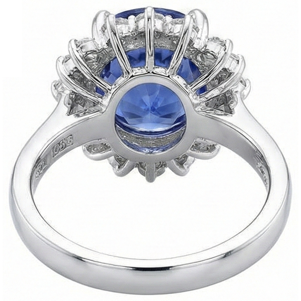 Bellissimi gioielli con anello di diamanti rotondi in tanzanite da 4 carati