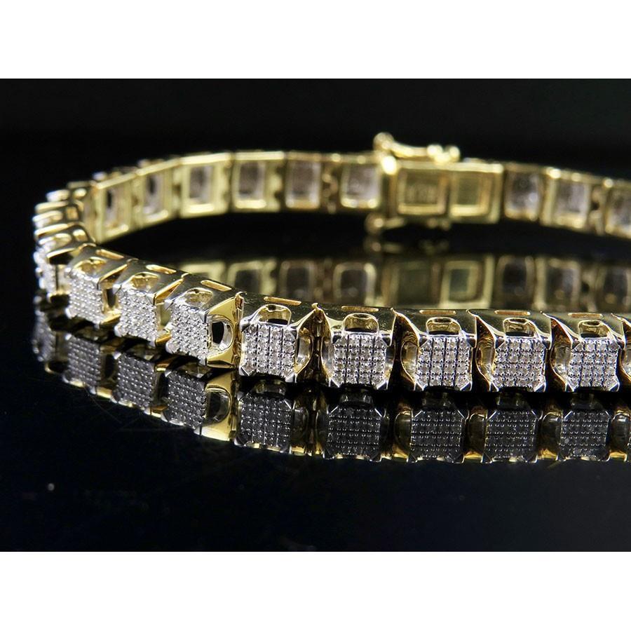 Bellissimo Bracciale Da Uomo Con Vero Diamanti Di Forma Rotonda 5.75 Carati In Oro 14K