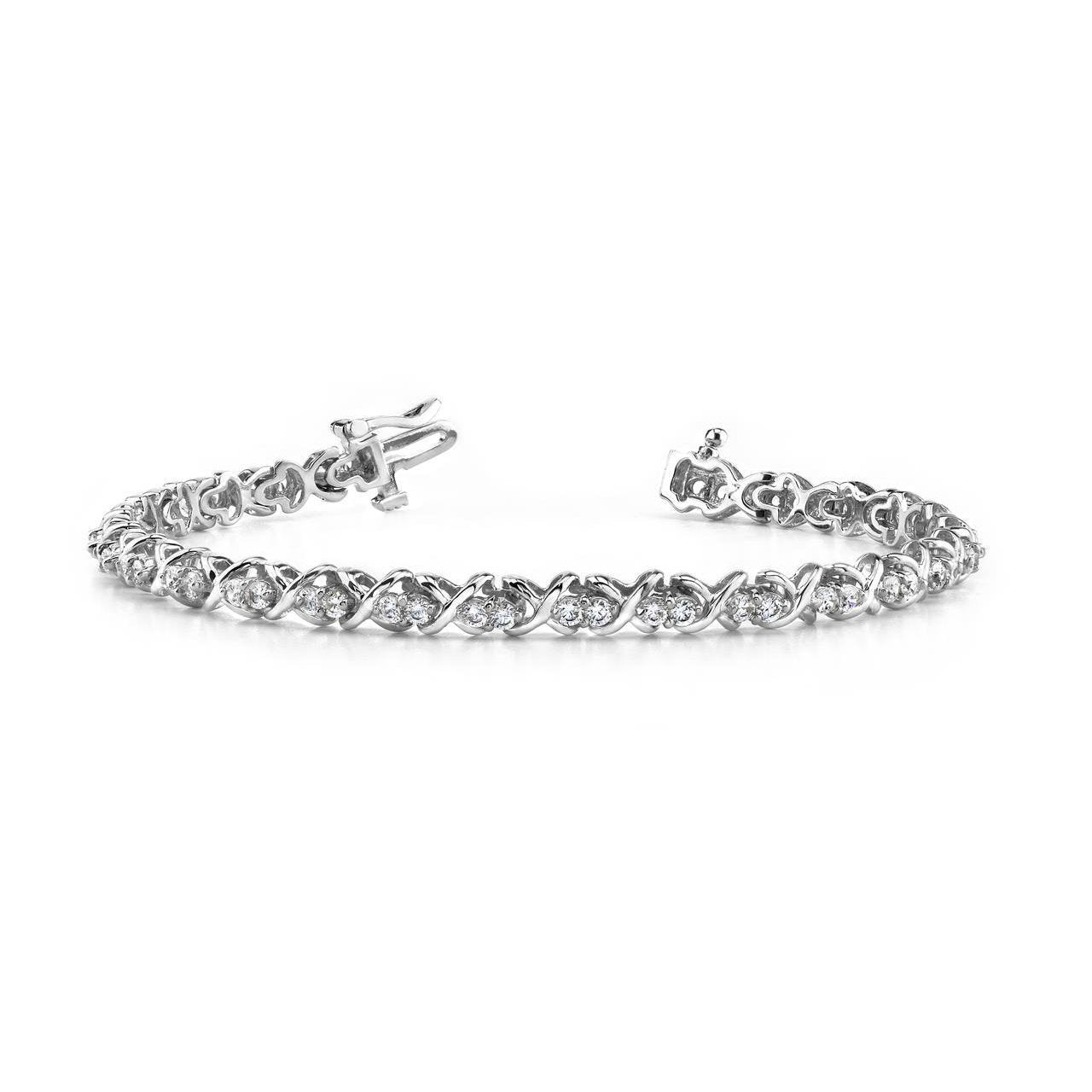 Bellissimo Bracciale Rotondo A Maglie Stile X Con Doppio Genuino Diamante Bianco 5.40 Ct