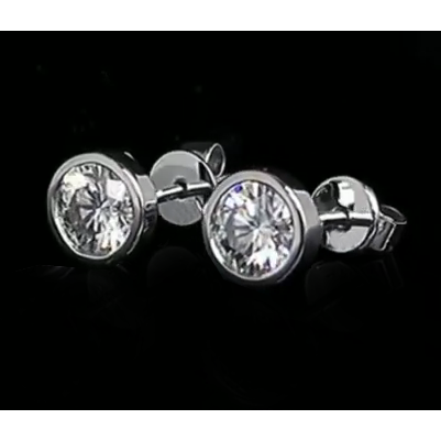 Bezel Set Solitaire 1 Carato Round Vero Diamond Stud Orecchini Fine Jewelry