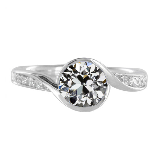 Anello Solitario con Accenti Oro Bianco 14K con Diamante – vista principale