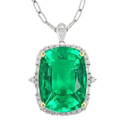 Smeraldo Collana Pendente 4,50-carati Oro Bicolore 14K – vista principale