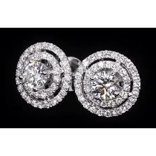 Borchie Double Halo Genuino Diamond 3.50 Carati
