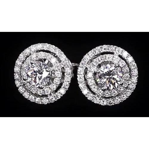 Borchie Double Halo Genuino Diamond 3.50 Carati