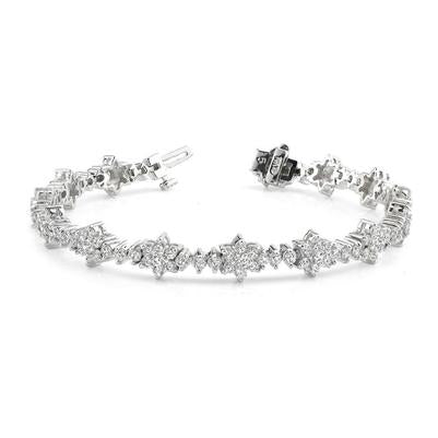 Bracciale A Grappolo In Oro Bianco 14K Con Naturale Diamanti Taglio Brillante Rotondo Da 8 Ct