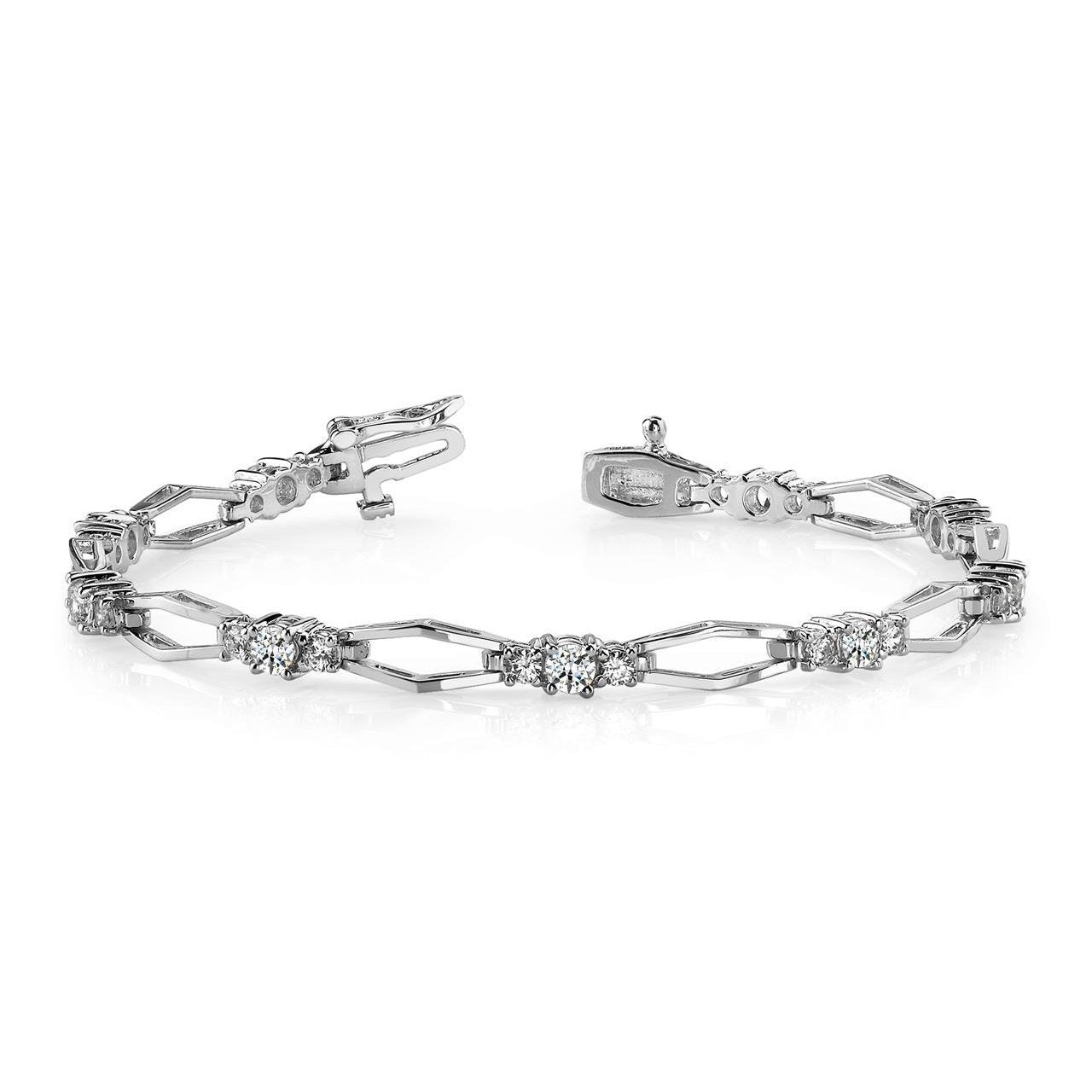 Bracciale A Maglie Rotonde Con Vero Diamanti Tondi Da 4.50 Carati Gioielli In Oro Bianco 14K