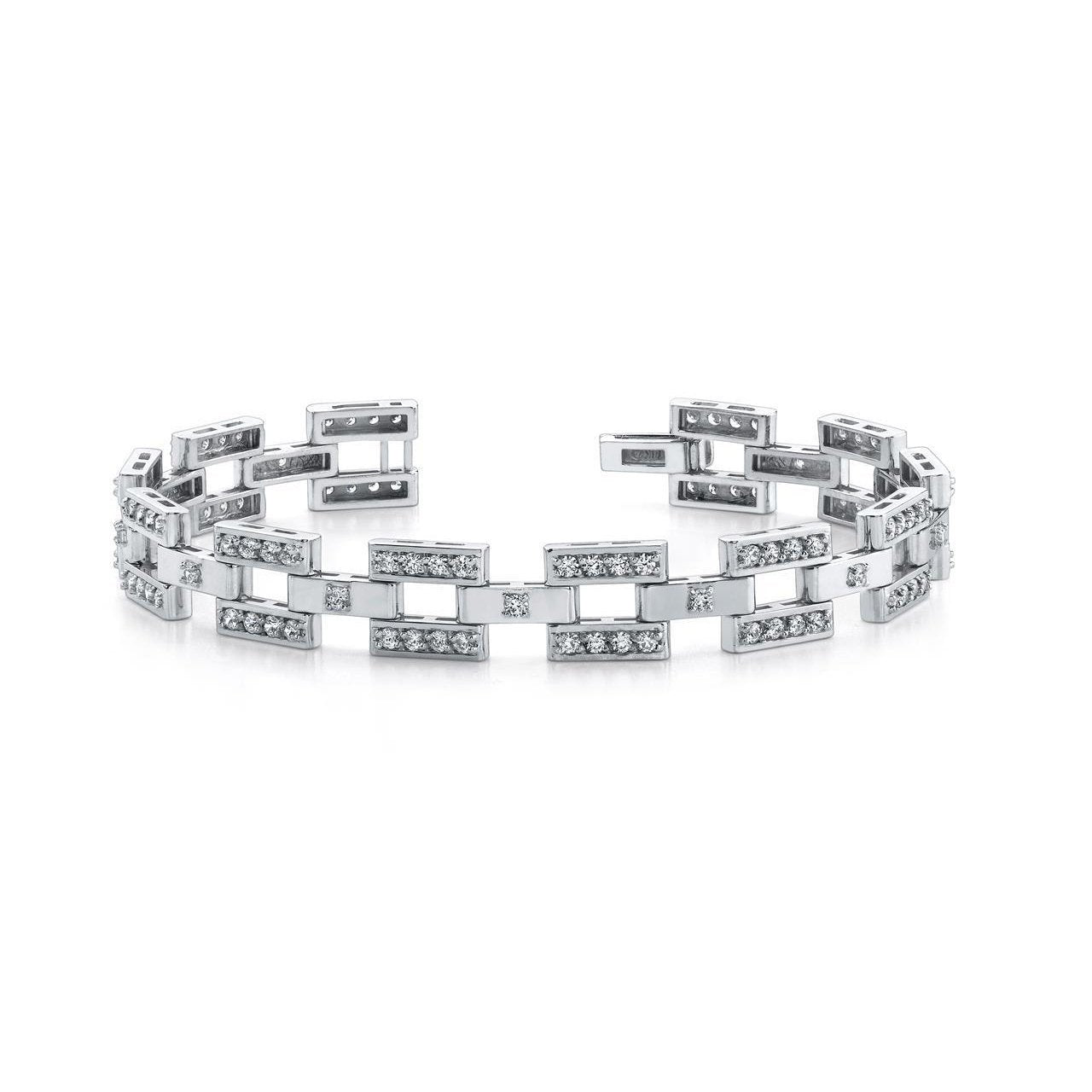 Bracciale A Scacchiera In Oro Bianco 14K Con Naturale Diamanti Taglio Rotondo 13 Ct