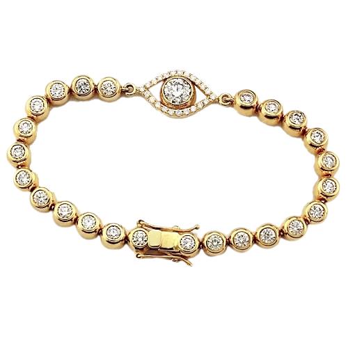 Bracciale Con Naturale Diamanti 10.75 Carati Con Castone Incastonato In Oro Giallo Malocchio 14K