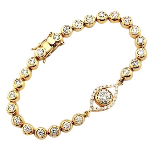 Bracciale Con Naturale Diamanti 10.75 Carati Con Castone Incastonato In Oro Giallo Malocchio 14K