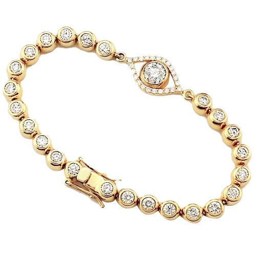 Bracciale Con Naturale Diamanti 10.75 Carati Con Castone Incastonato In Oro Giallo Malocchio 14K