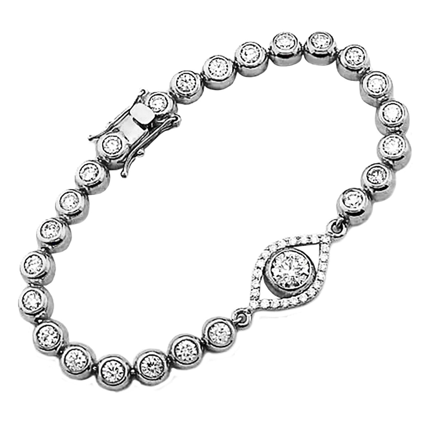 Bracciale Con Naturale Diamanti 10.75 Carati Con Castone Incastonato In Oro Giallo Malocchio 14K