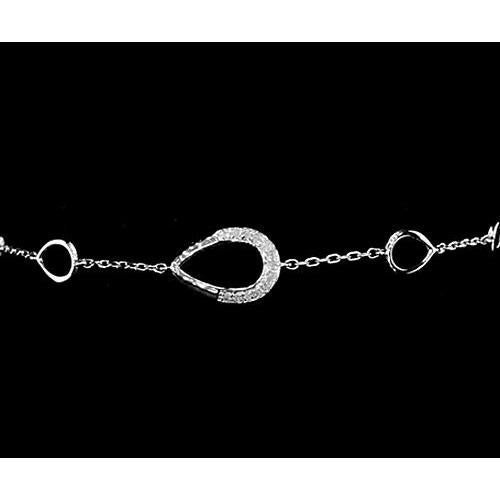 Bracciale Con Naturale Diamanti 1.50 Carati Da Donna A Forma Di Pera. Gioielli In Oro Bianco 14K