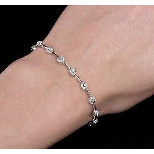 Bracciale Con Vero Diamanti Rotondi 6 Carati Con Castone Gioielli Da Donna 14K