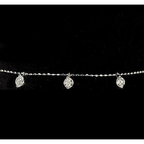 Bracciale Da Donna Con Vero Diamanti Set Da 1.50 Carati. Gioielli In Oro Bianco 14k