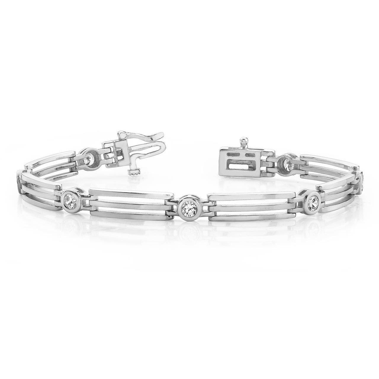 Bracciale Da Donna In Oro Bianco 14K Con Naturale Diamanti A Taglio Rotondo. 1.75 Ct