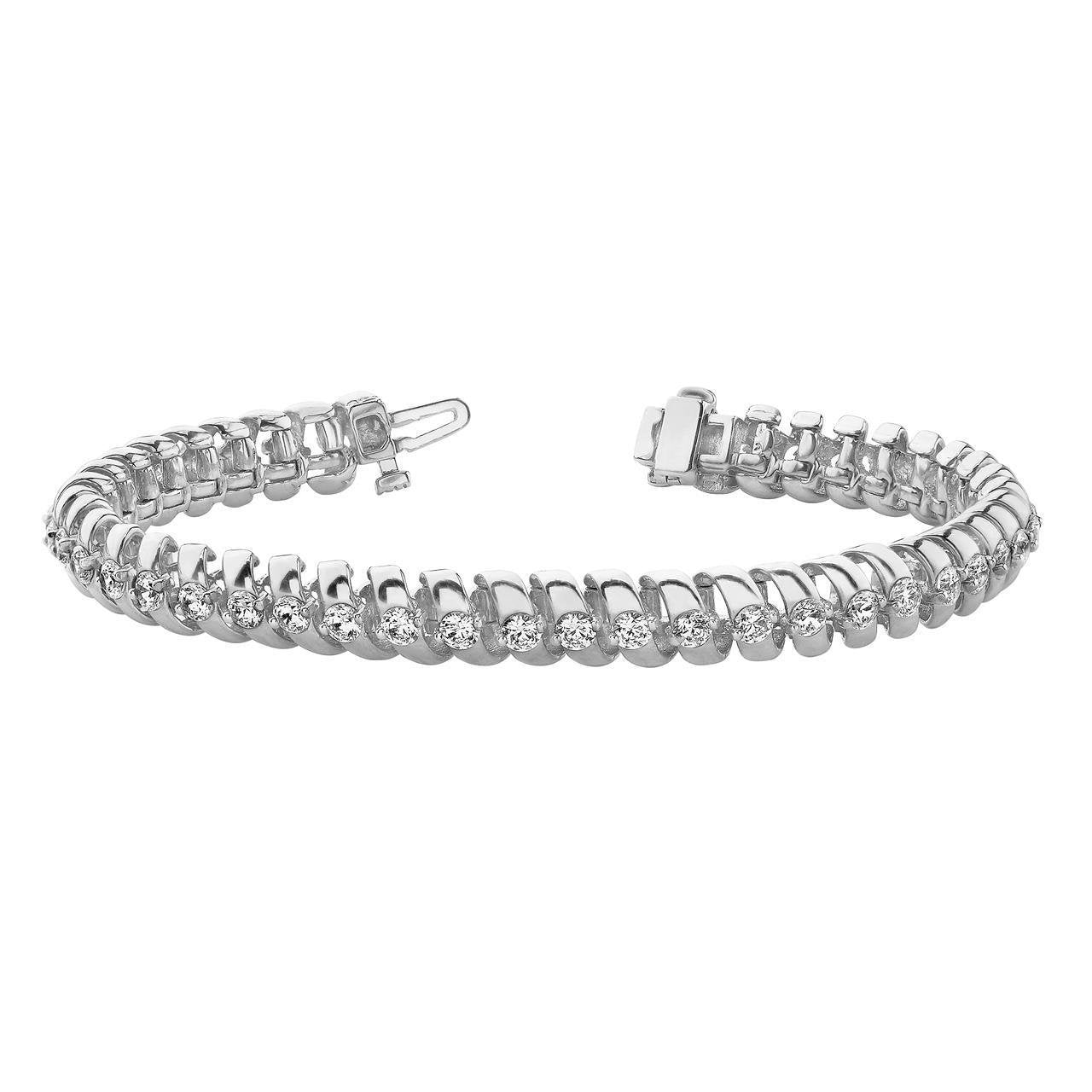 Bracciale Da Tennis Con Naturale Diamanti Da 6.30 Carati. Gioielli In Oro Bianco Massiccio Nuovo