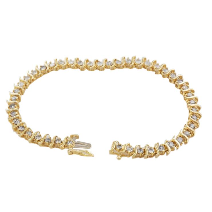 Bracciale Da Tennis Con Naturale Diamanti Tondi Da 5 Carati In Oro Giallo 14K