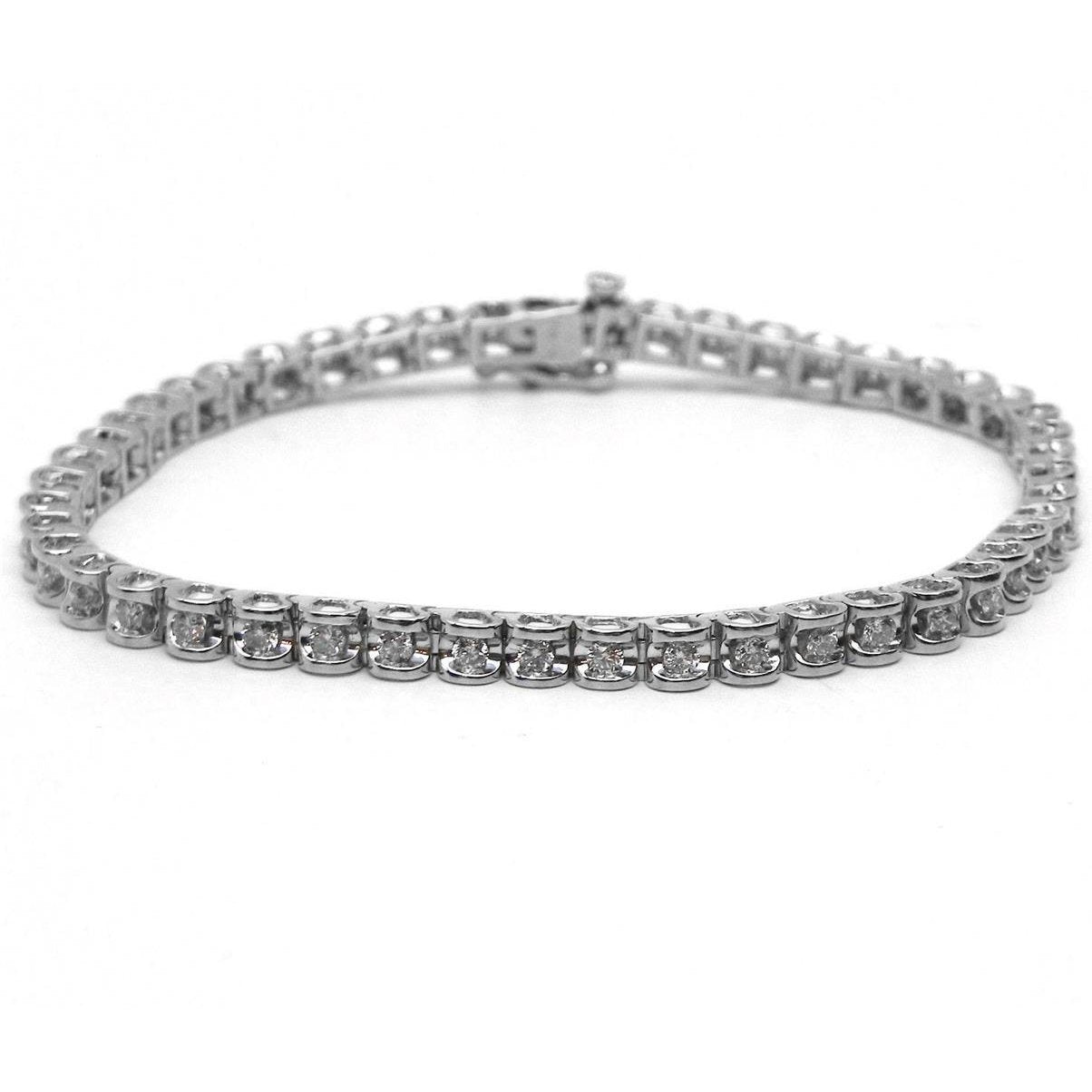 Bracciale Da Tennis Da Donna In Oro Bianco 14K Con Vero Diamanti Rotondi 8.15 Carati Fine