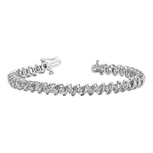 Bracciale Da Tennis In Oro Bianco 14K Con Naturale Diamanti Rotondi. Gioielli Da Donna. 6 Carati