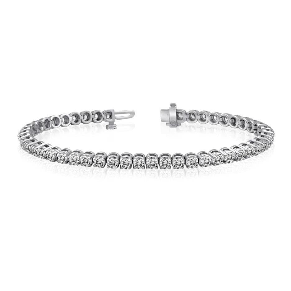 Bracciale Da Tennis In Oro Bianco Con Naturale Diamanti A Taglio Rotondo Da 7.20 Carati