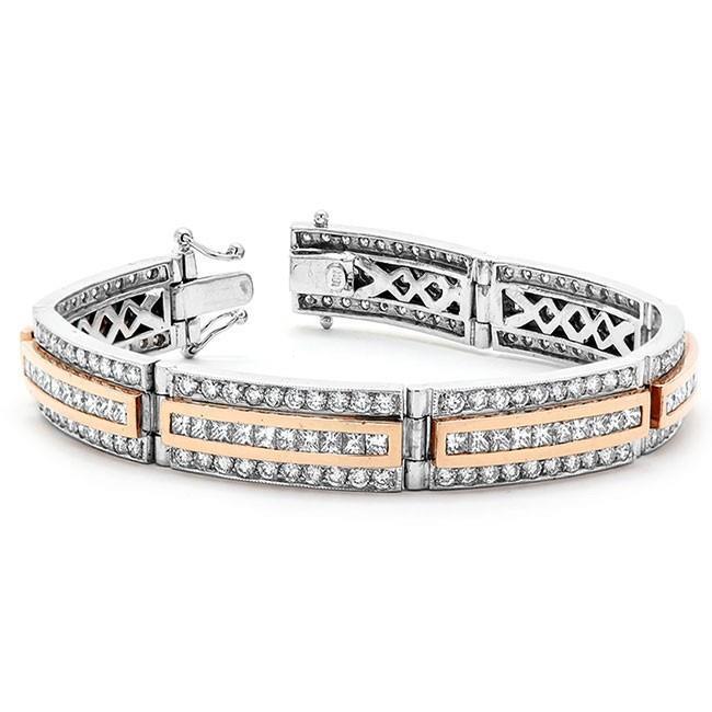 Bracciale Da Uomo Con Naturale Diamanti A Taglio Rotondo E Principessa Scintillante Da 7.50 Ct