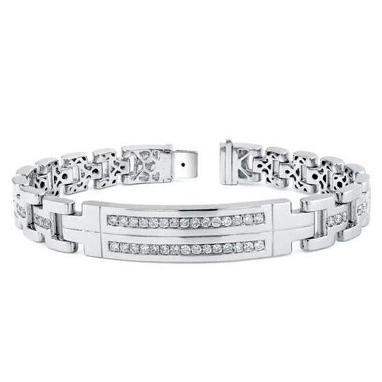 Bracciale Da Uomo Con Naturale Diamanti Taglio Brillante 3.25 Carati WG 14K