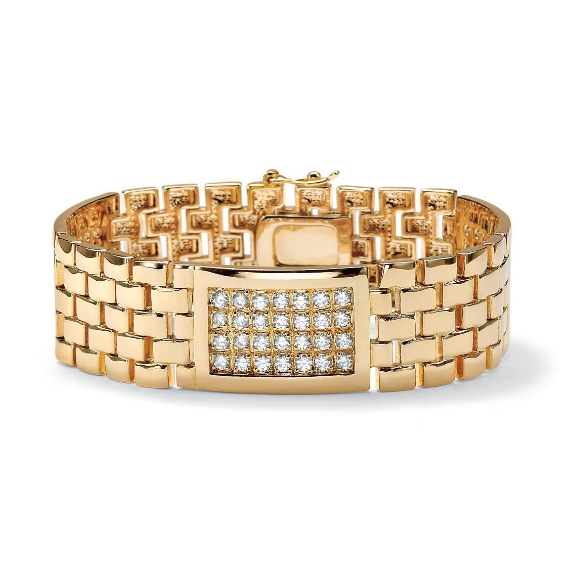 Bracciale Da Uomo Con Vero Diamanti Tondi Taglio Brillante 6 Carati 14K Yg
