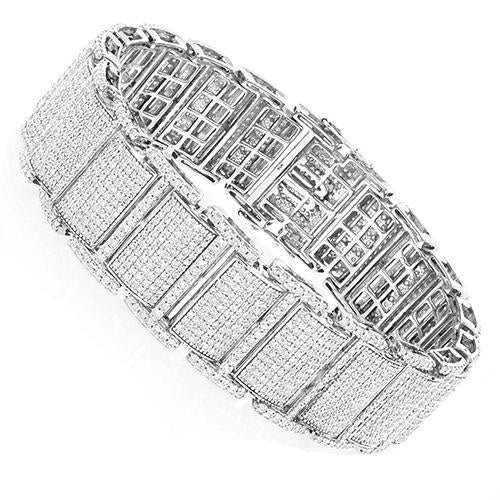 Bracciale Da Uomo In Oro Bianco 14K 23 Carati Con Naturale Diamante Taglio Rotondo