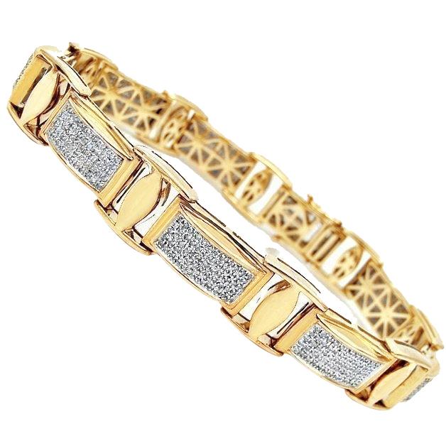 Bracciale Da Uomo In Oro Giallo 14K Con Vero Diamanti A Taglio Rotondo Incastonato Da 18 Ct