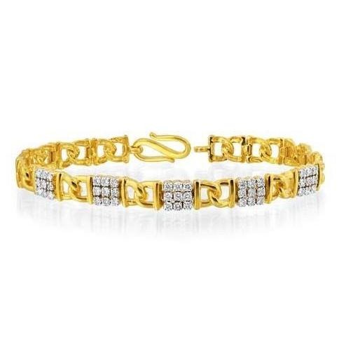 Bracciale Da Uomo In Oro Giallo 14K Con Vero Diamanti Piccoli Incastonati Da 3.60 Carati