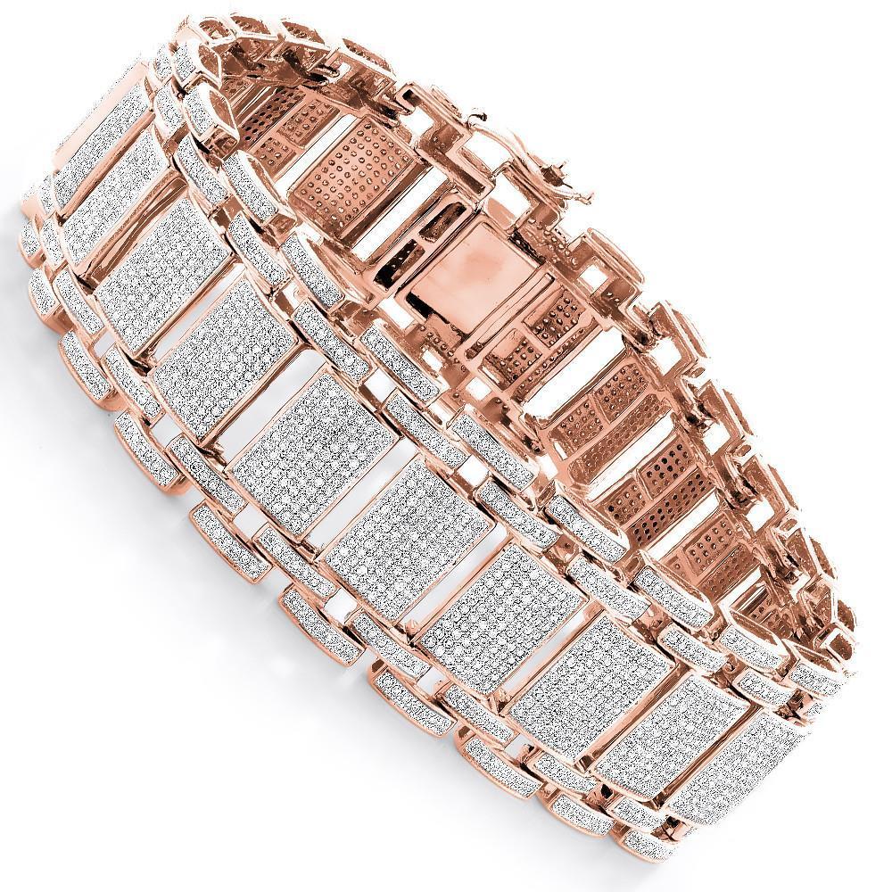 Bracciale Da Uomo In Oro Rosa Con Naturale Diamanti Taglio Rotondo Piccolo Da 25 Carati 14K