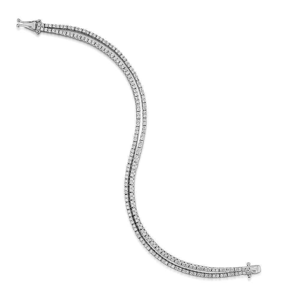 Bracciale Donna 4.00 Carati Doppia Fila Vero Diamanti Scintillanti Wg 14k