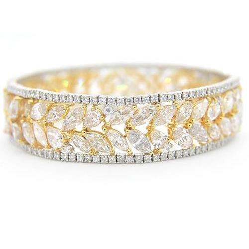Bracciale Donna Con Vero Diamanti 40.50 Carati Gioielli Bicolore In Oro 14K