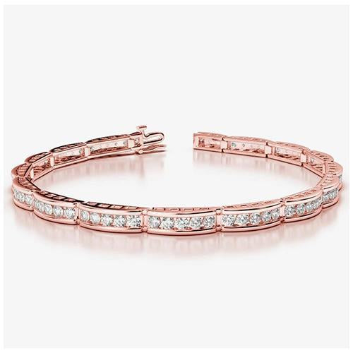 Bracciale In Oro Rosa 14K Con Naturale Diamanti Taglio Brillante Da 4.70 Carati