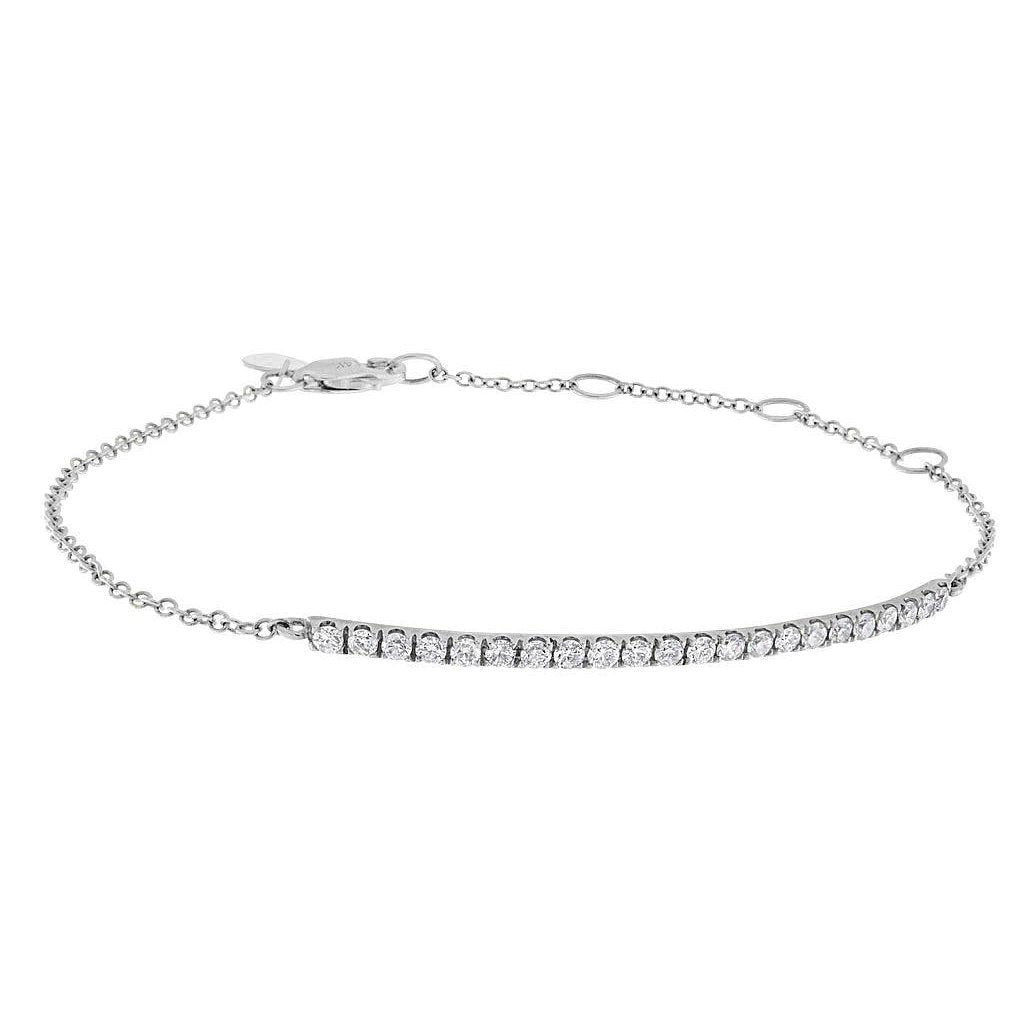 Bracciale Lady Bar Con Vero Diamanti Tondi In Oro Bianco 14K Gioielli 2 Carati