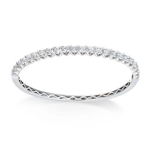 Bracciale Rigido Con Naturale Diamanti Rotondi Da 5 Carati In Oro Bianco 14K