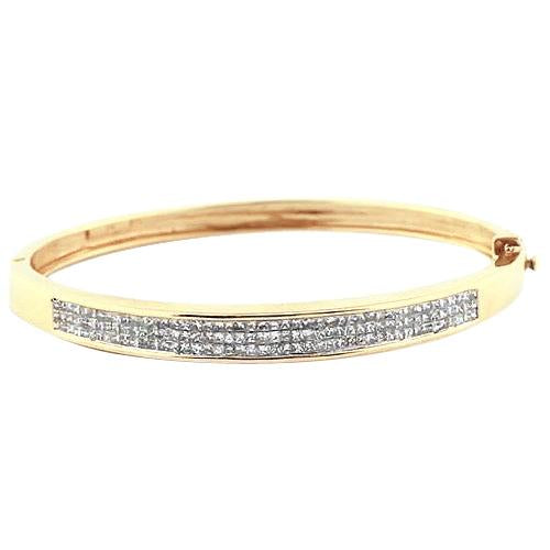 Bracciale Rigido Genuino Diamante 3 Carati Oro Giallo 14K