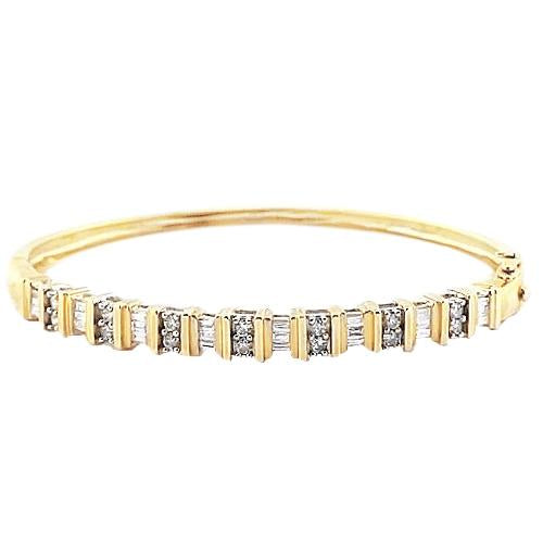 Bracciale Rigido In Oro Giallo Con Vero Diamanti 6 Carati Gioielli Da Donna Novità