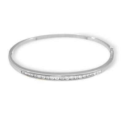Bracciale Rigido Rotondo Da 2.20 Carati Con Vero Diamanti Rotondi In Oro Bianco 14K