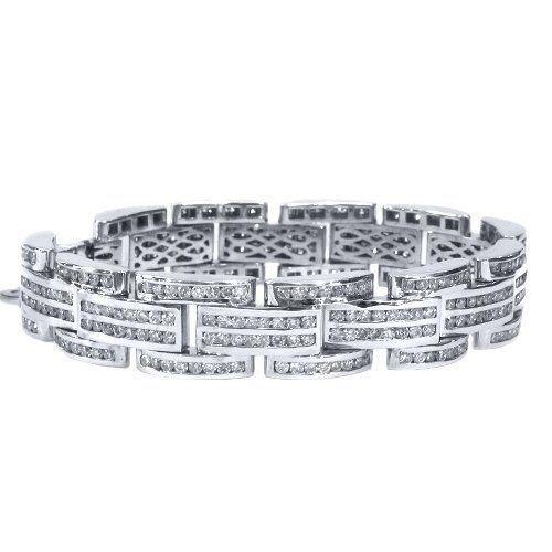 Bracciale Tennis 12 Carati Di Naturale Diamanti Tondi In Oro Bianco Massiccio 14K