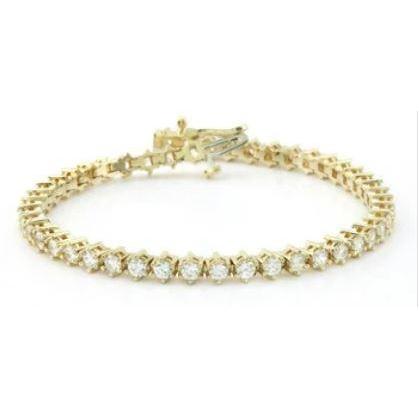 Bracciale Tennis Base Naturale Diamante Tondo 8.28 Carati Oro Giallo 14K